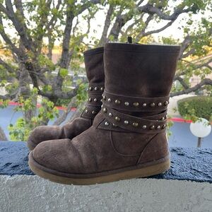 UGG Brown Suede Studded Winter Boots
